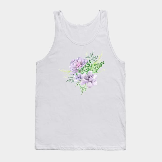 Lavender Purple Succulent Bouquet Cluster Tank Top by Dear Fawn Studio